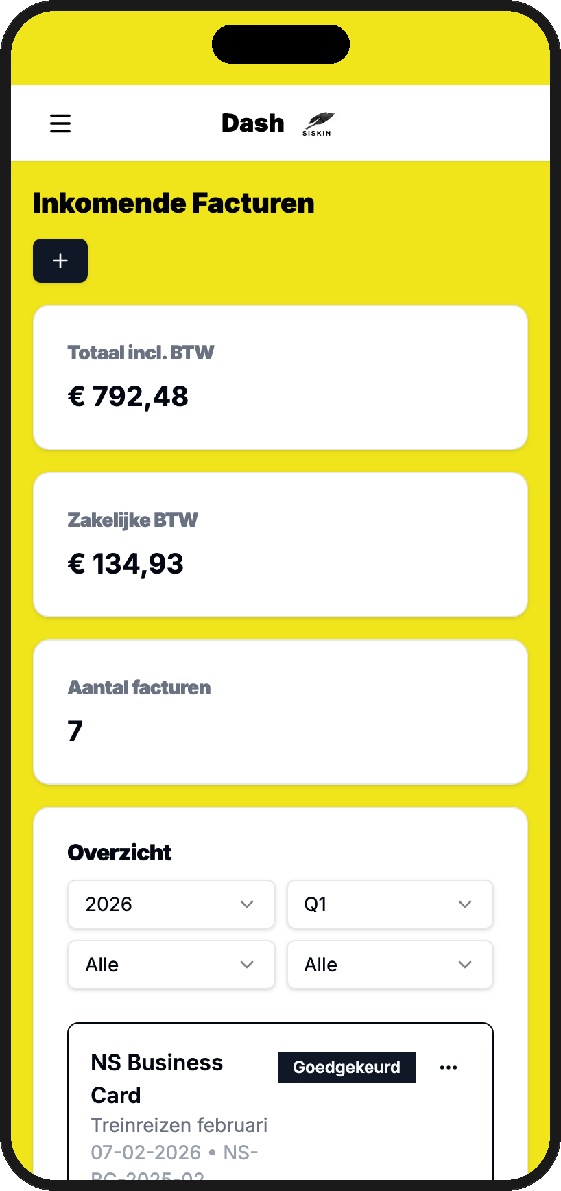 Dash mobile inkomend